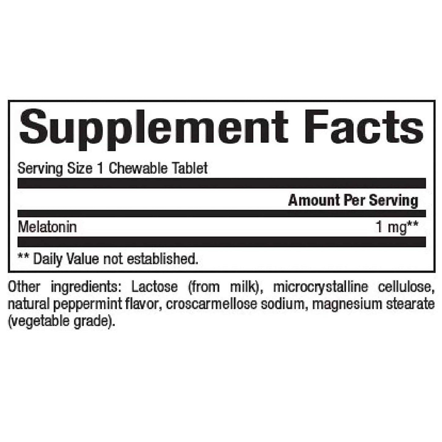 melatonin 1 mg supplement facts