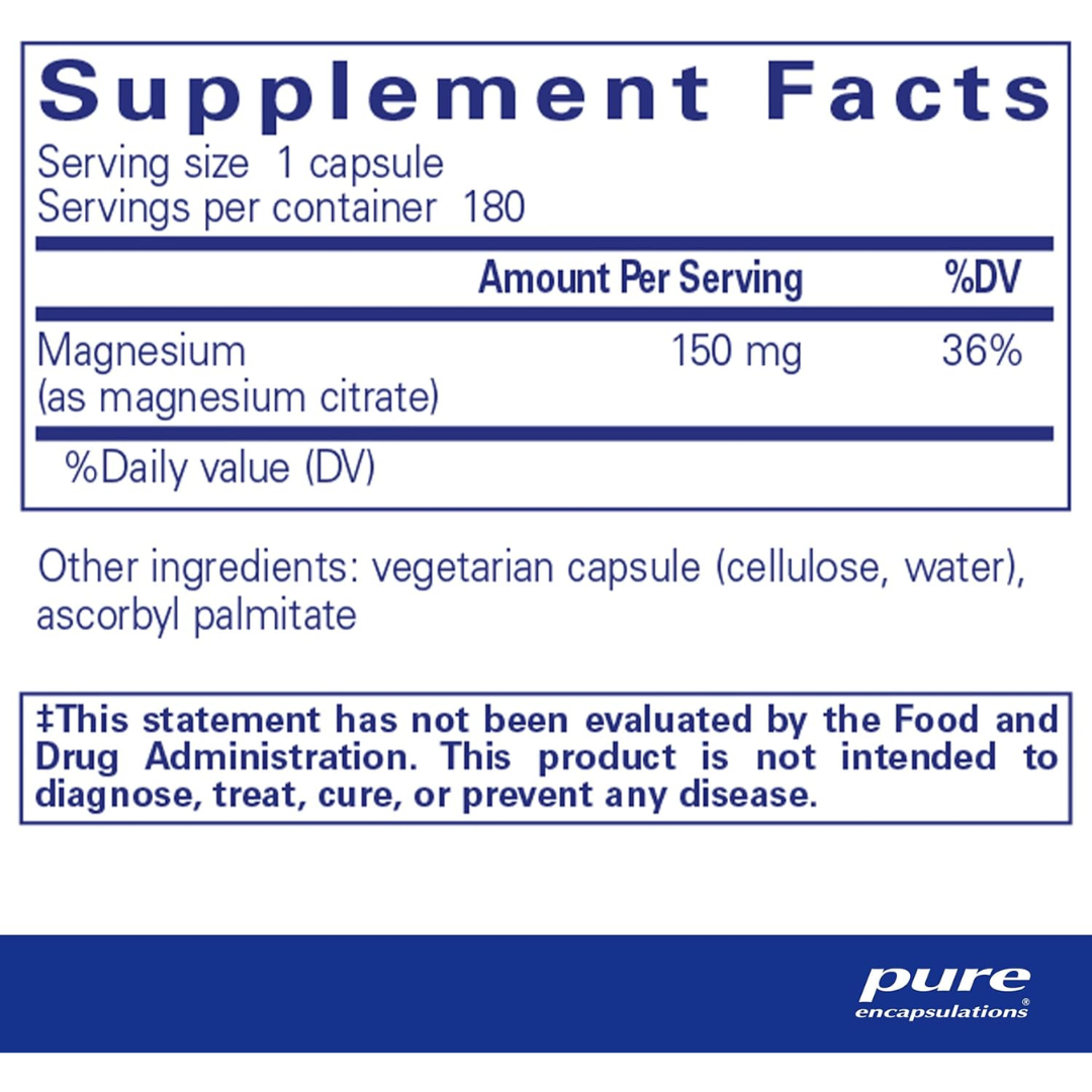 Pure encapsulations magnesium citrate supplement facts