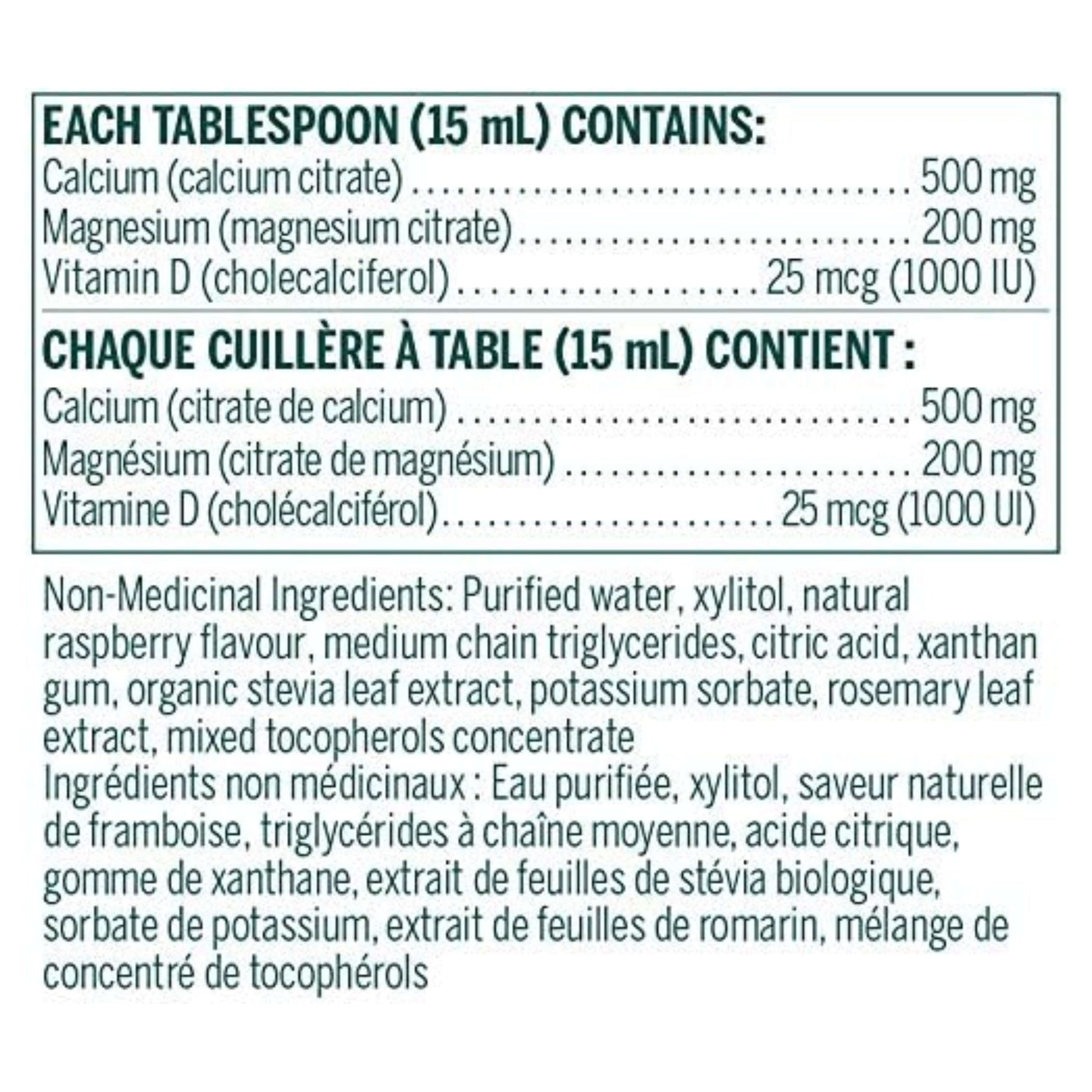 cal-mag raspberry liquid supplement facts