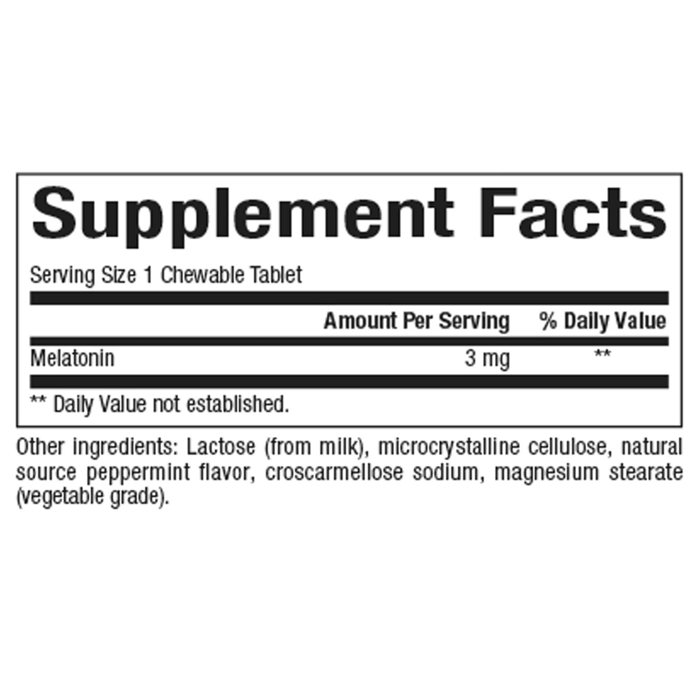 melatonin 3mg supplement facts