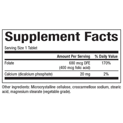 folic acid 400 mcg supplement facts