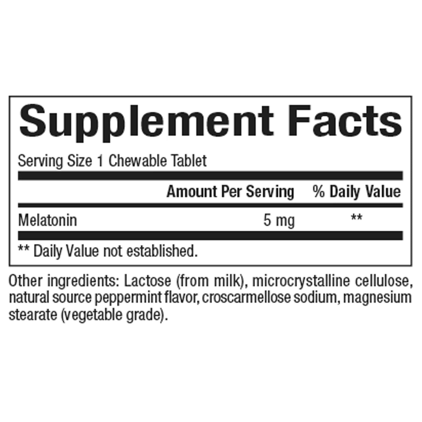 melatonin 5mg supplement facts